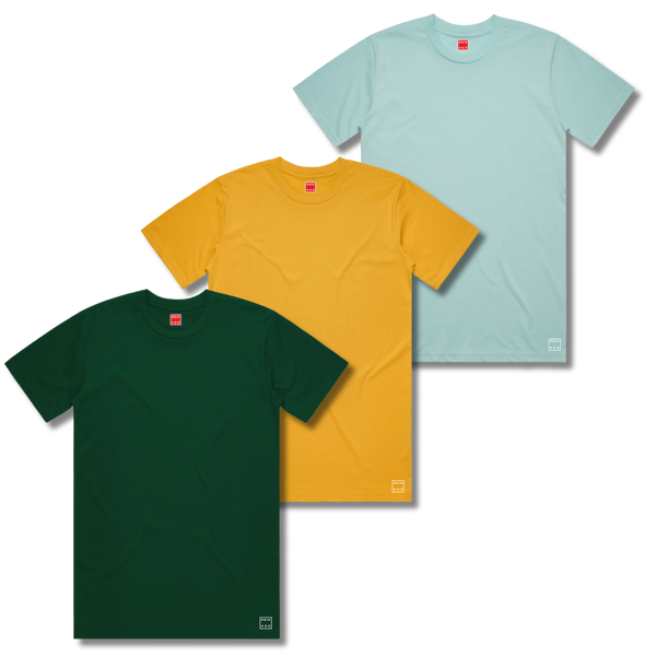 8six400 Box Logo 3 Pack T-Shirt - Green-Yellow-Blue - Men's