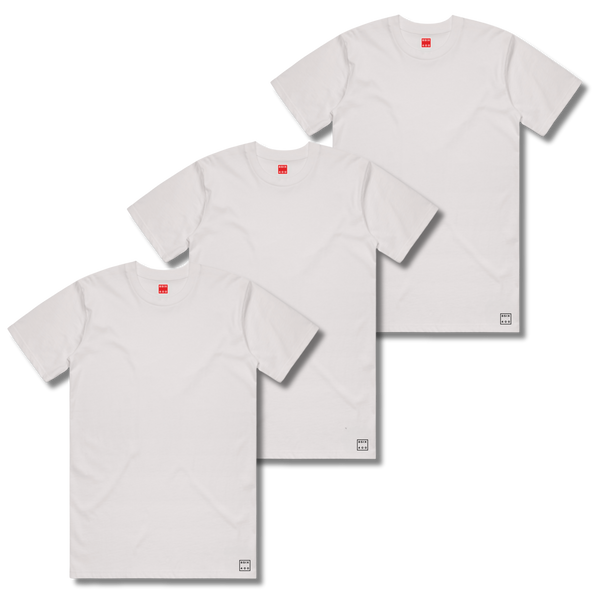 8six400 Box Logo 3 Pack T-Shirt - White - Men's