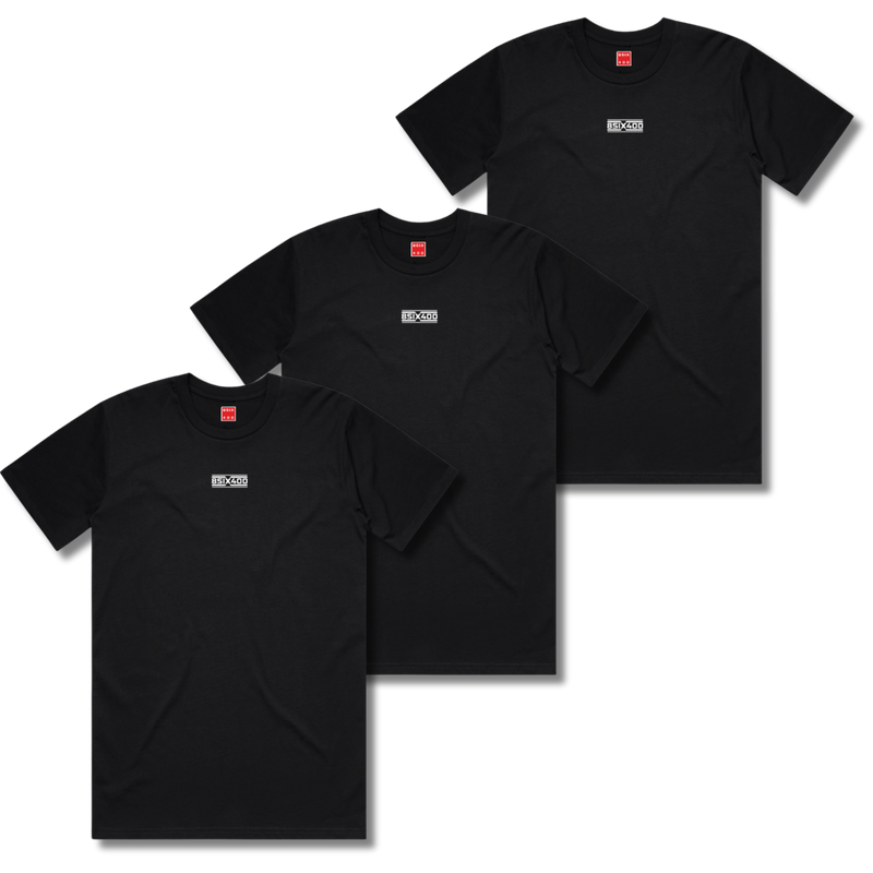 8six400 Stripe Logo 3 Pack T-Shirt - Black - Men's